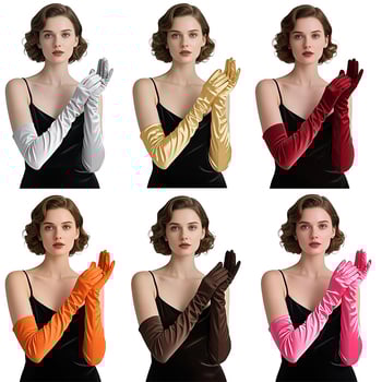 Дълги сатенени булчински ръкавици, оригинален дизайн, дамски модел, пролет 2025