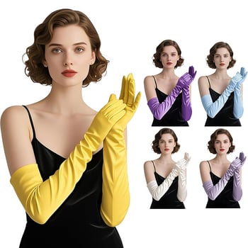 Дълги сатенени булчински ръкавици, оригинален дизайн, дамски модел, пролет 2025