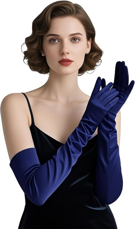 Дълги сатенени булчински ръкавици, оригинален дизайн, дамски модел, пролет 2025