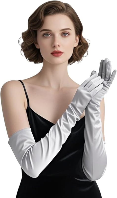 Дълги сатенени булчински ръкавици, оригинален дизайн, дамски модел, пролет 2025