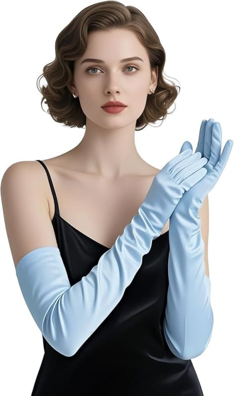 Дълги сатенени булчински ръкавици, оригинален дизайн, дамски модел, пролет 2025