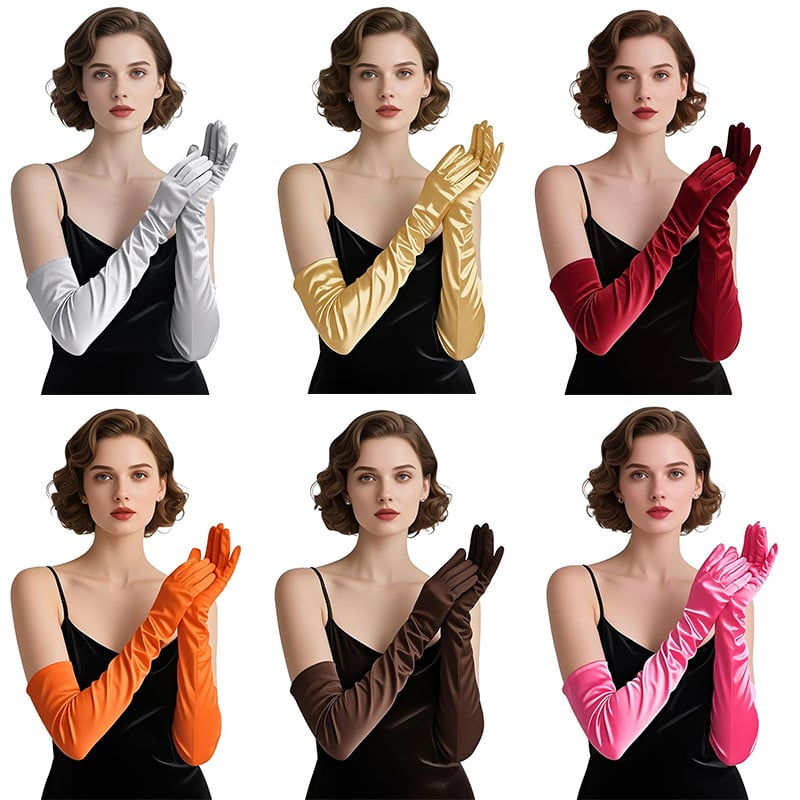 Дълги сатенени булчински ръкавици, оригинален дизайн, дамски модел, пролет 2025