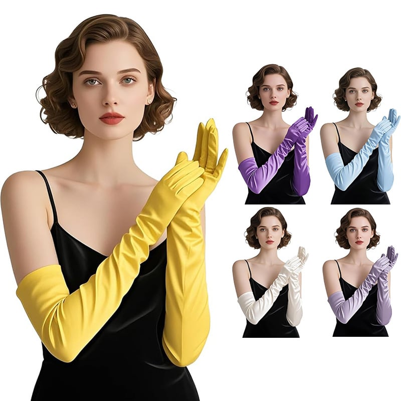 Дълги сатенени булчински ръкавици, оригинален дизайн, дамски модел, пролет 2025