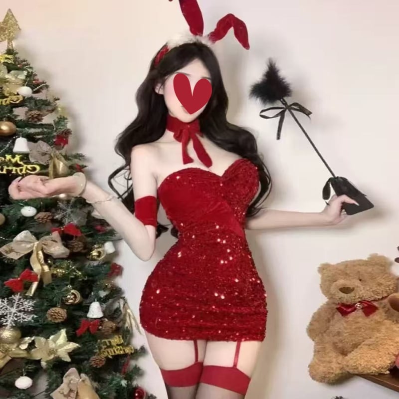 Bunnylány jelmez színpadra, női viselet, karácsonyi téma, poliészter anyag