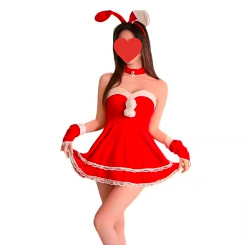 Bunnylány jelmez színpadra, női viselet, karácsonyi téma, poliészter anyag