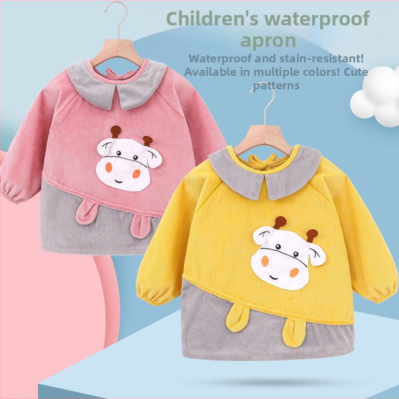 Detská zástera na kŕmenie, corduroy-poliester, pre deti 1–3 roky (80–100 cm), jar 2025