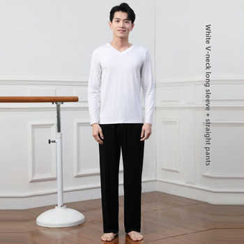 Vyrų šokių komplektas – viršus ir kelnės iš modalinio audinio, vasara, Lotynų ir etniniai šokiai