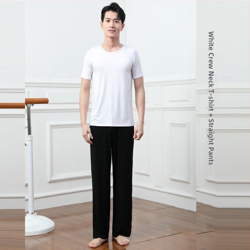 Vyrų šokių komplektas – viršus ir kelnės iš modalinio audinio, vasara, Lotynų ir etniniai šokiai