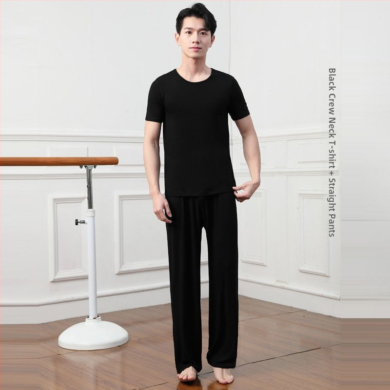 Vyrų šokių komplektas – viršus ir kelnės iš modalinio audinio, vasara, Lotynų ir etniniai šokiai