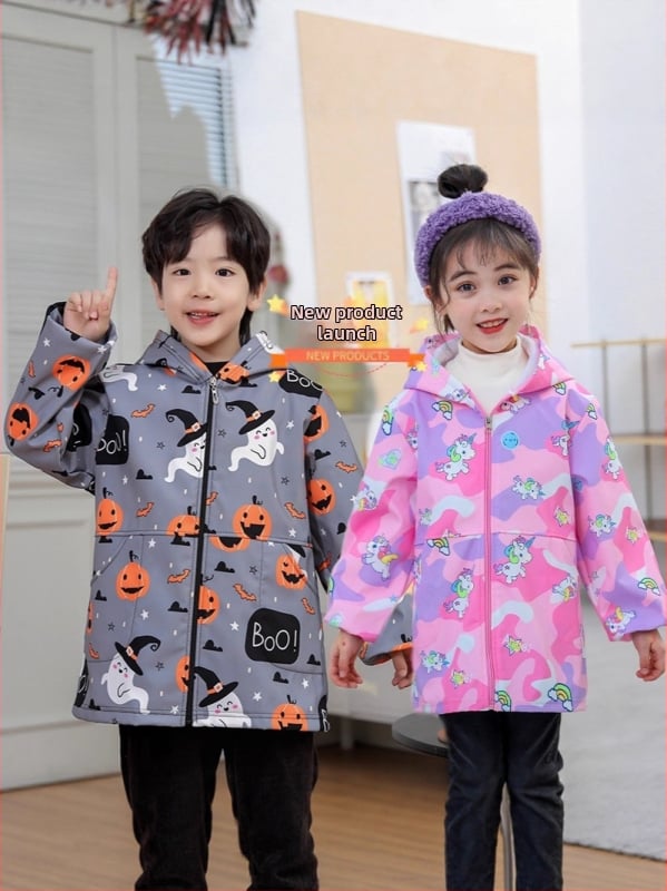 Vaikų vandeniui atspari dažymo smockas su fleece įdėklu iš poliesterio, unisex, atsparus įtrūkimams