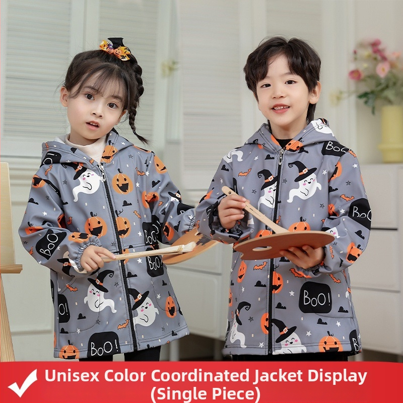 Vaikų vandeniui atspari dažymo smockas su fleece įdėklu iš poliesterio, unisex, atsparus įtrūkimams