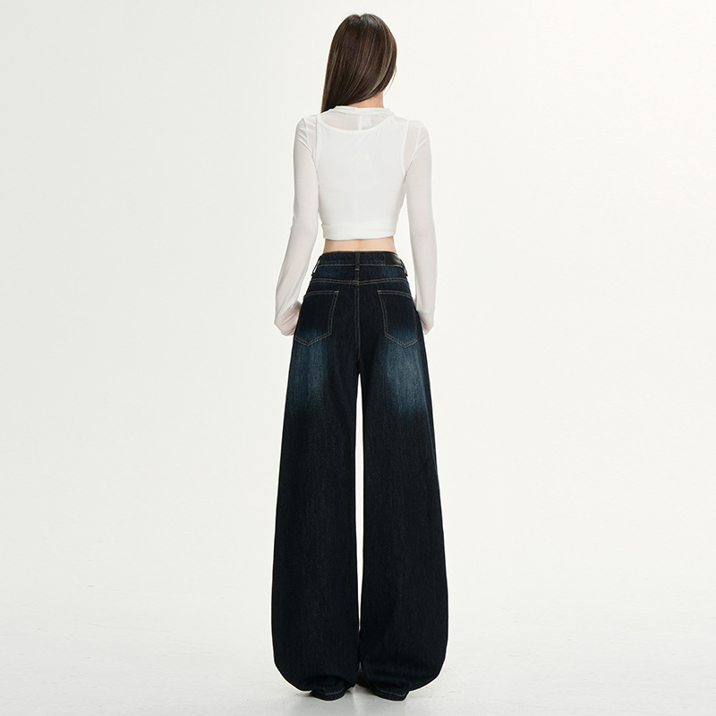 Fliisiga vooderdatud teksad, kõrge vöökohal, lai jalg, põrandani, 2025. aasta talv