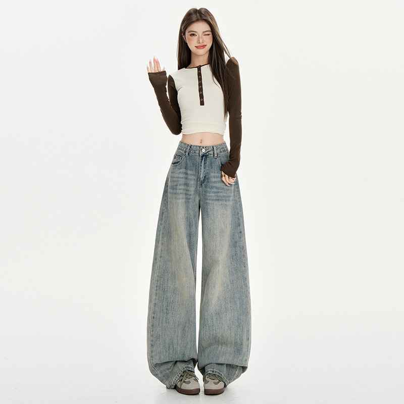 Fliisiga vooderdatud teksad, kõrge vöökohal, lai jalg, põrandani, 2025. aasta talv