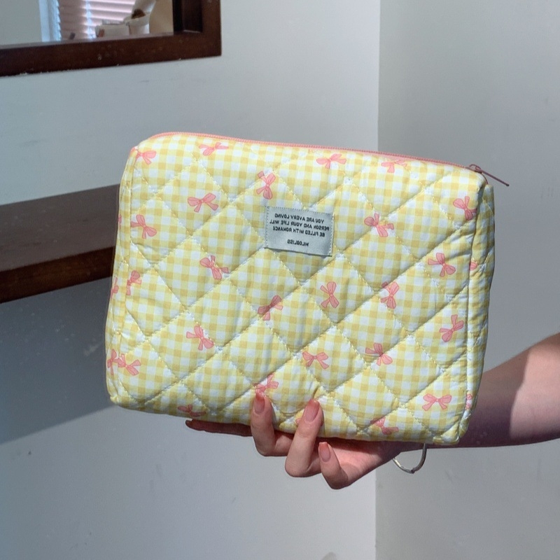 Kosmetinė delninė su langelių raštu, medvilninis korpusas, užtrauktukas, poliesterio pamušalas, prekės ženklas Aoya