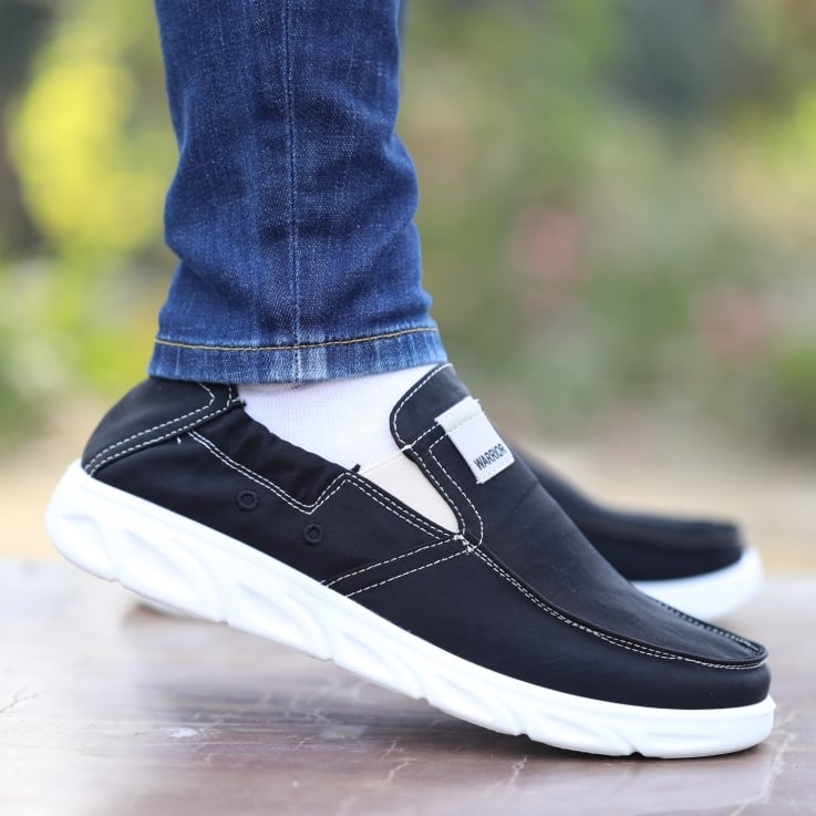 Vyrų kvėpuojančios drobinės Slip-On bateliai — žemas viršus, gumos padas, laisvalaikio stilius