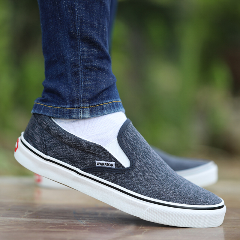 Vyrų kvėpuojančios drobinės Slip-On bateliai — žemas viršus, gumos padas, laisvalaikio stilius