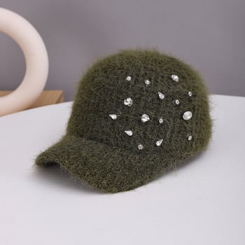 Korejiešu stila adīta cepure ar kristāliem sievietēm, jauna rudens-ziemas modes eleganta cepure ar kristāliem, daudzpusīga un silta beisbola cepure