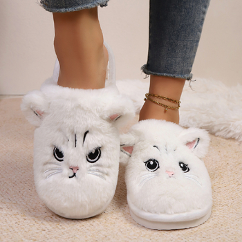 Geriausiai parduodami moteriški rudens ir žiemos 3D animacinio kačiuko pliušiniai šilti medvilniniai „Baotou“ batai, skirti naudoti tiek viduje, tiek lauke.