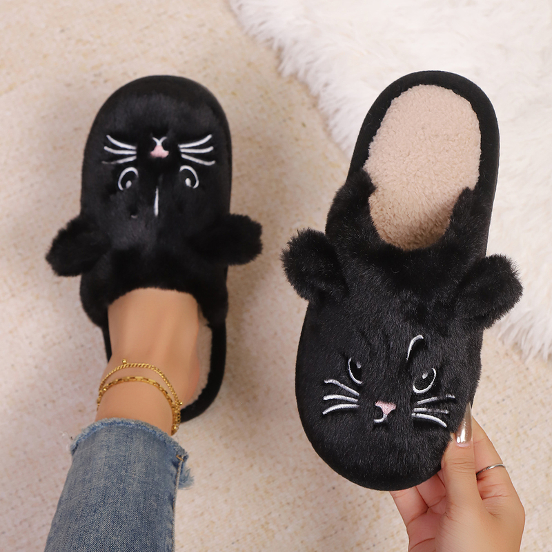 Geriausiai parduodami moteriški rudens ir žiemos 3D animacinio kačiuko pliušiniai šilti medvilniniai „Baotou“ batai, skirti naudoti tiek viduje, tiek lauke.