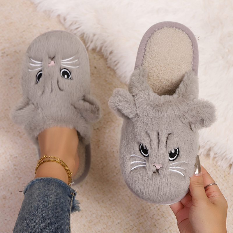 Geriausiai parduodami moteriški rudens ir žiemos 3D animacinio kačiuko pliušiniai šilti medvilniniai „Baotou“ batai, skirti naudoti tiek viduje, tiek lauke.