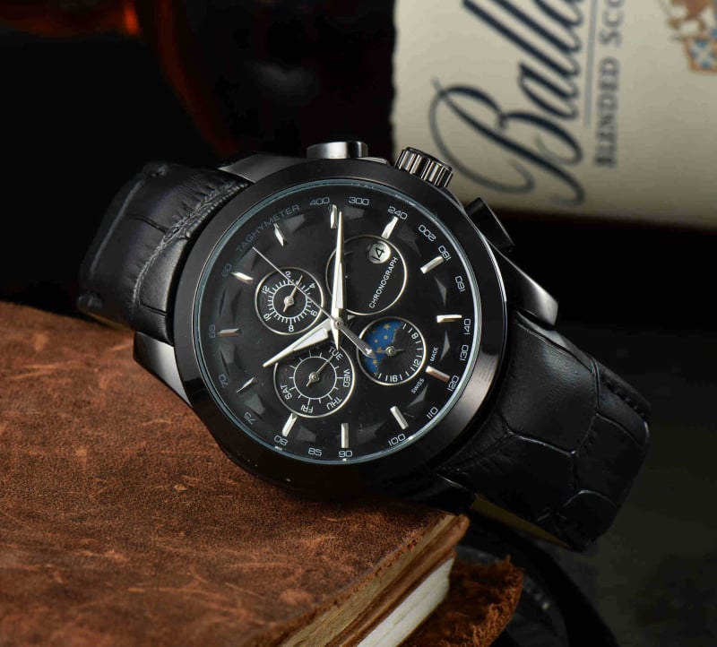 Vīriešu mehāniskais pulkstenis ar Pearl kustību, analogo displejs, safīra kristāla stikls, īsta ādas siksna