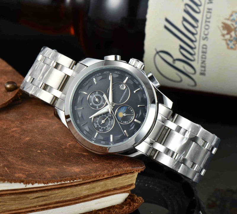 Vīriešu mehāniskais pulkstenis ar Pearl kustību, analogo displejs, safīra kristāla stikls, īsta ādas siksna