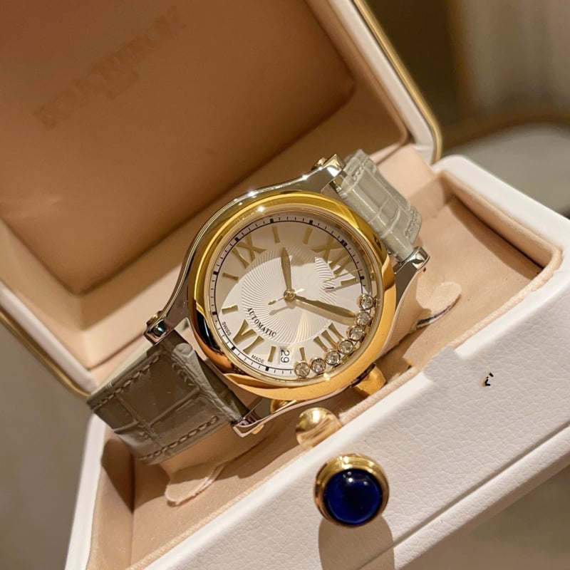 Sieviešu pulkstenis ar Swiss ETA kustību, kalendārs, 40,5 mm ciparnīca, nerūsējošā tērauda korpuss un siksna, spirāliskā krona