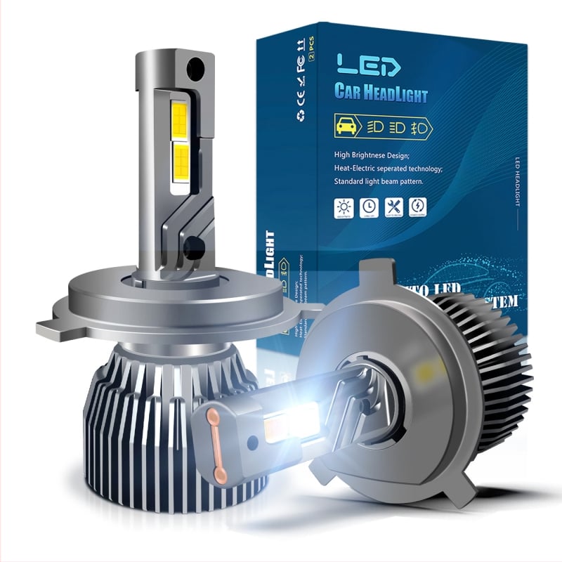 LED automobiliiniai priekiniai žibintai, pora 130W, modelis M6, aliuminio lydinio korpusas, 12–24V