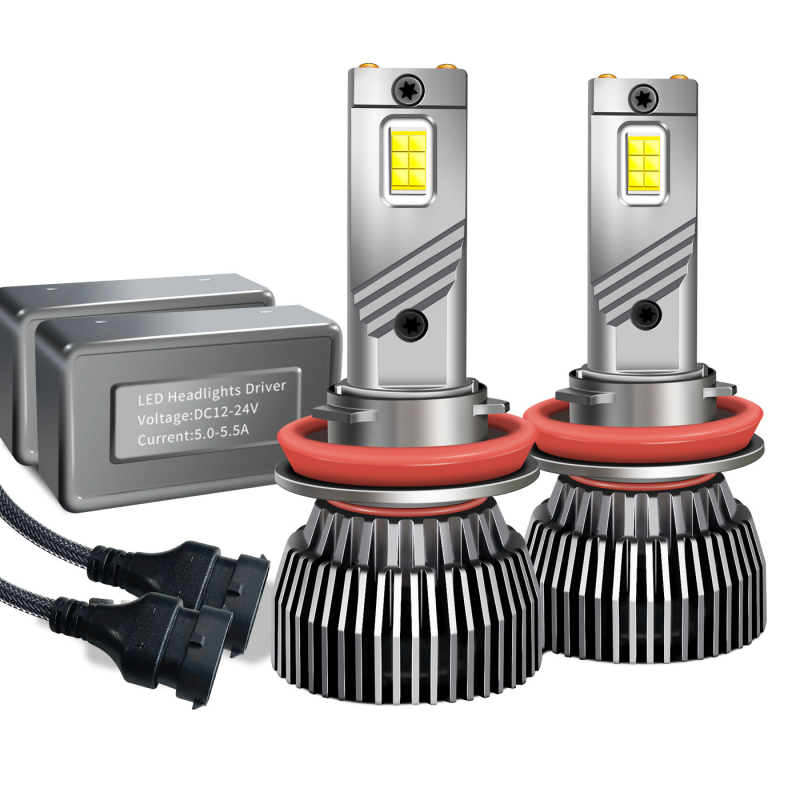 LED automobiliiniai priekiniai žibintai, pora 130W, modelis M6, aliuminio lydinio korpusas, 12–24V