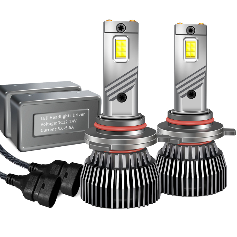 LED automobiliiniai priekiniai žibintai, pora 130W, modelis M6, aliuminio lydinio korpusas, 12–24V