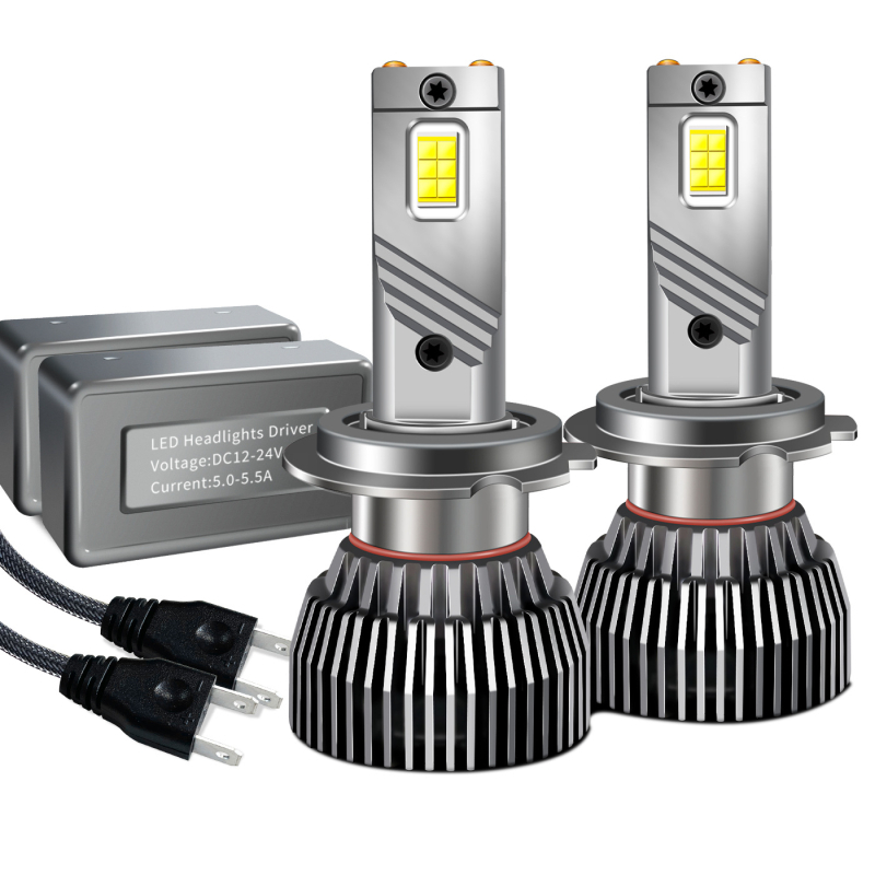 LED automobiliiniai priekiniai žibintai, pora 130W, modelis M6, aliuminio lydinio korpusas, 12–24V