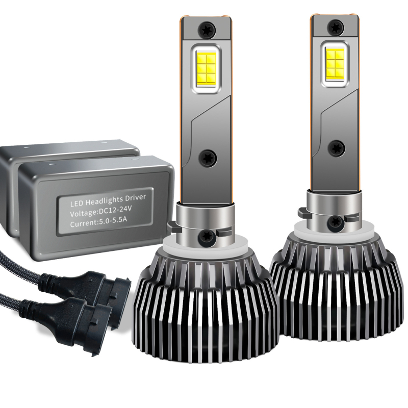 LED automobiliiniai priekiniai žibintai, pora 130W, modelis M6, aliuminio lydinio korpusas, 12–24V