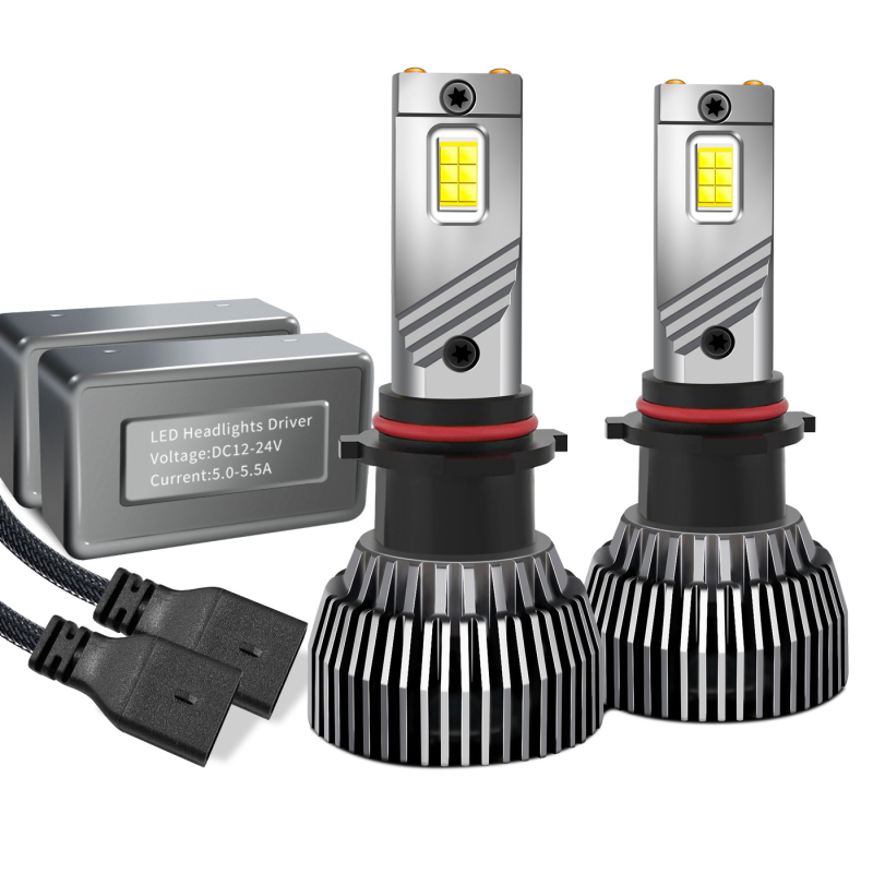 LED automobiliiniai priekiniai žibintai, pora 130W, modelis M6, aliuminio lydinio korpusas, 12–24V