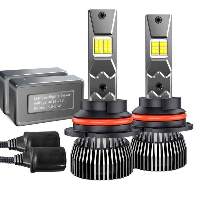 LED automobiliiniai priekiniai žibintai, pora 130W, modelis M6, aliuminio lydinio korpusas, 12–24V