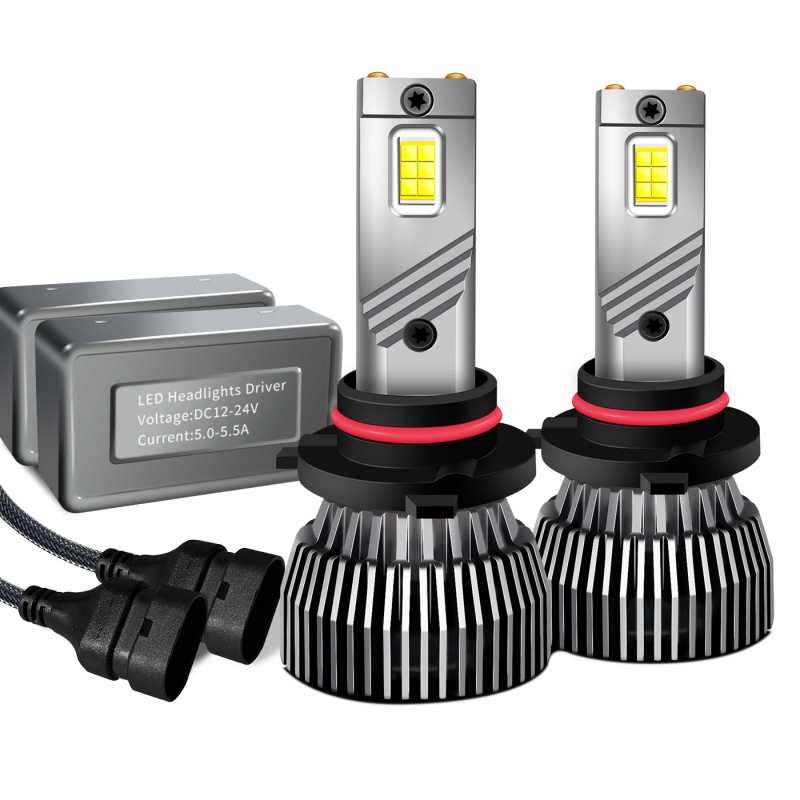 LED automobiliiniai priekiniai žibintai, pora 130W, modelis M6, aliuminio lydinio korpusas, 12–24V