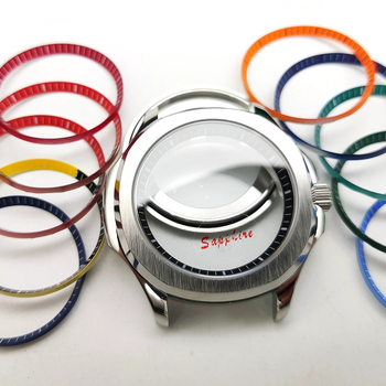 NH35 modifikuotas laikrodžio korpusas su bezel žiedu, safyro kristalas, plieno korpusas, atsparus vandeniui, įsukama krona