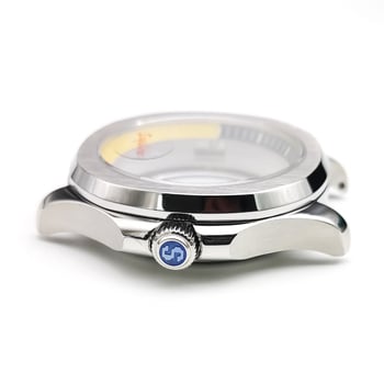 NH35 modifikuotas laikrodžio korpusas su bezel žiedu, safyro kristalas, plieno korpusas, atsparus vandeniui, įsukama krona