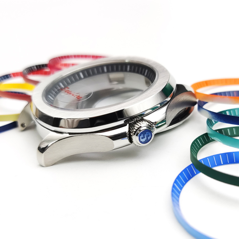 NH35 modifikuotas laikrodžio korpusas su bezel žiedu, safyro kristalas, plieno korpusas, atsparus vandeniui, įsukama krona