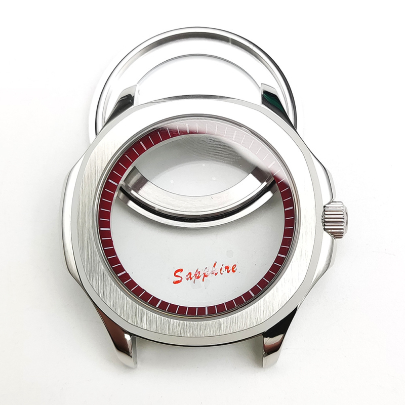 NH35 modifikuotas laikrodžio korpusas su bezel žiedu, safyro kristalas, plieno korpusas, atsparus vandeniui, įsukama krona