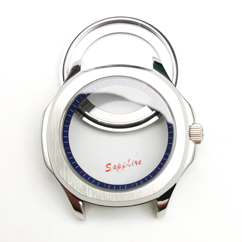 NH35 modifikuotas laikrodžio korpusas su bezel žiedu, safyro kristalas, plieno korpusas, atsparus vandeniui, įsukama krona