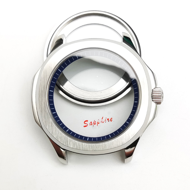 NH35 modifikuotas laikrodžio korpusas su bezel žiedu, safyro kristalas, plieno korpusas, atsparus vandeniui, įsukama krona