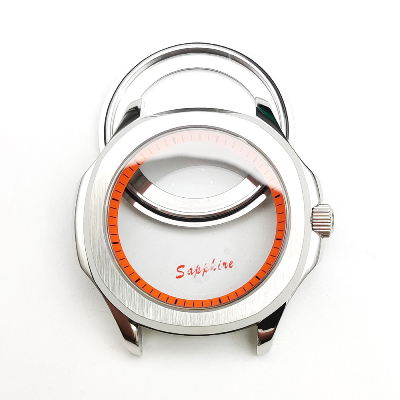 NH35 modifikuotas laikrodžio korpusas su bezel žiedu, safyro kristalas, plieno korpusas, atsparus vandeniui, įsukama krona