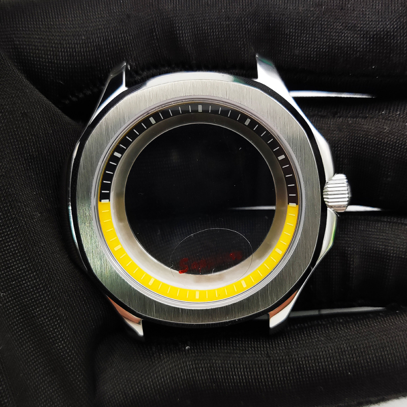 NH35 modifikuotas laikrodžio korpusas su bezel žiedu, safyro kristalas, plieno korpusas, atsparus vandeniui, įsukama krona