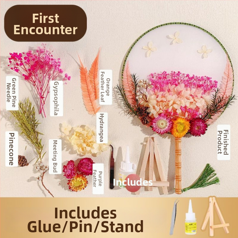 DIY lillekunsti komplekt kuivatatud lilledega pruutfänni jaoks (Tootemärk: Unique; Toote kood: 9sgrrgenlnddjdou4+u73ewxcyc=fan; Materjal: Muu; Liik: Hortensia) – Emadepäev