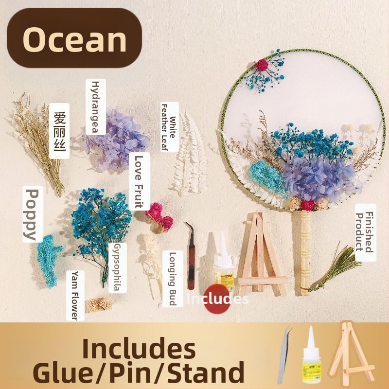 DIY lillekunsti komplekt kuivatatud lilledega pruutfänni jaoks (Tootemärk: Unique; Toote kood: 9sgrrgenlnddjdou4+u73ewxcyc=fan; Materjal: Muu; Liik: Hortensia) – Emadepäev