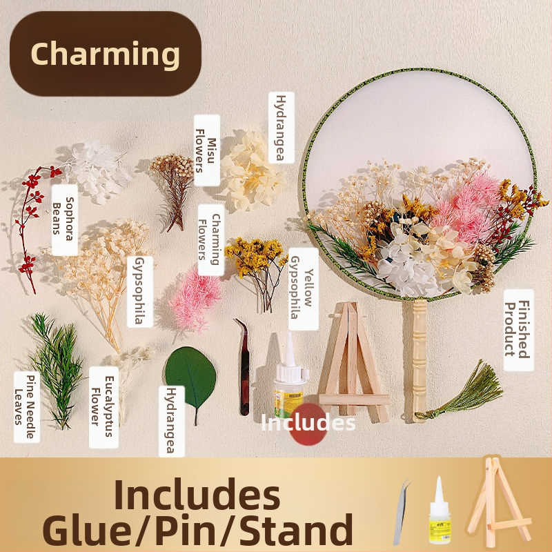 DIY lillekunsti komplekt kuivatatud lilledega pruutfänni jaoks (Tootemärk: Unique; Toote kood: 9sgrrgenlnddjdou4+u73ewxcyc=fan; Materjal: Muu; Liik: Hortensia) – Emadepäev