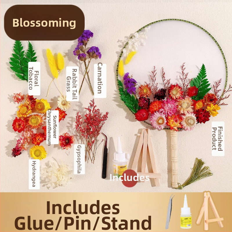 DIY lillekunsti komplekt kuivatatud lilledega pruutfänni jaoks (Tootemärk: Unique; Toote kood: 9sgrrgenlnddjdou4+u73ewxcyc=fan; Materjal: Muu; Liik: Hortensia) – Emadepäev