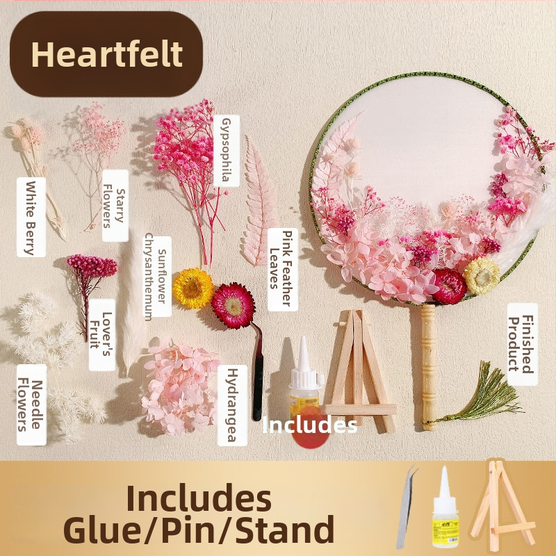 DIY lillekunsti komplekt kuivatatud lilledega pruutfänni jaoks (Tootemärk: Unique; Toote kood: 9sgrrgenlnddjdou4+u73ewxcyc=fan; Materjal: Muu; Liik: Hortensia) – Emadepäev