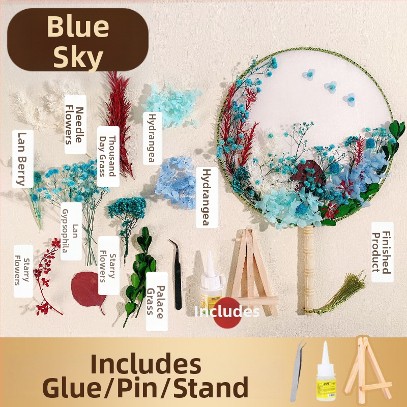 DIY lillekunsti komplekt kuivatatud lilledega pruutfänni jaoks (Tootemärk: Unique; Toote kood: 9sgrrgenlnddjdou4+u73ewxcyc=fan; Materjal: Muu; Liik: Hortensia) – Emadepäev