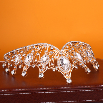 Tiara vintage baroc – aliaj, placare electrolitică, cristale